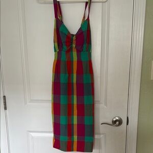 Element Red and Green Sheath Midi Dress Cross Strap